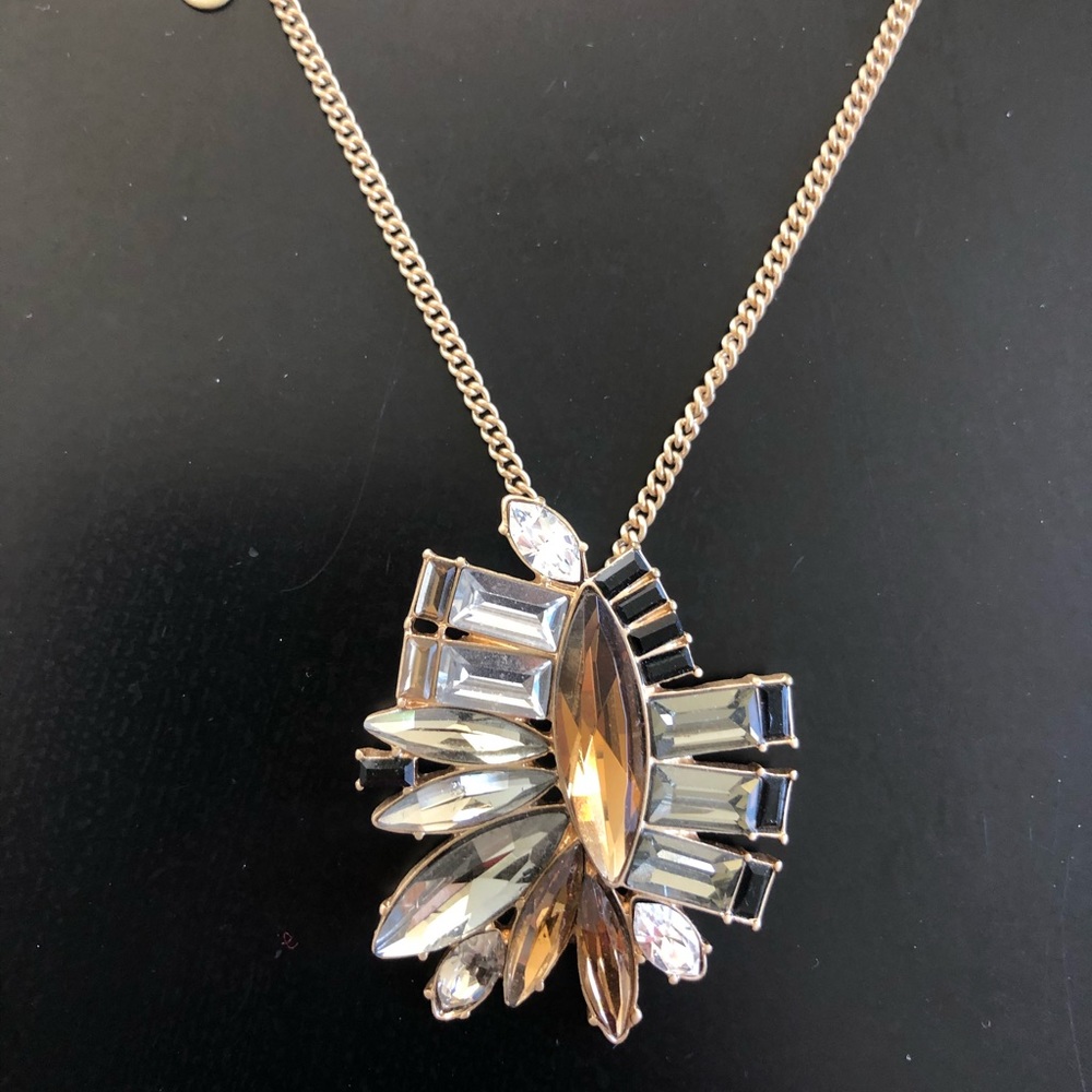 New Club Monaco crystals pendant gold necklace